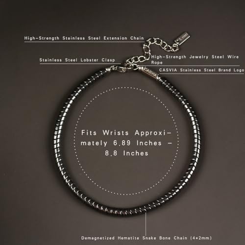 Pulsera de cadena de hematita ajustable para hombre miniatura 7