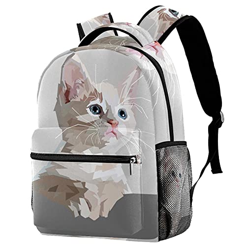 Sac à dos chat avec porte-bouteille pour gourde et grand volume campus