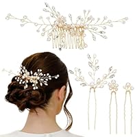 3 pièces Pinces à cheveux de mariage en cristal, épingles à