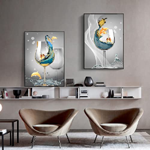 Affiche paysage océan et verre de vin déco murale toile 60x80cm idéale pour sublimer votre salon