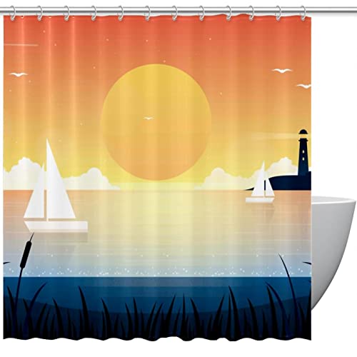 Rideau de douche anti-odeur Sunset River aux finitions soignées