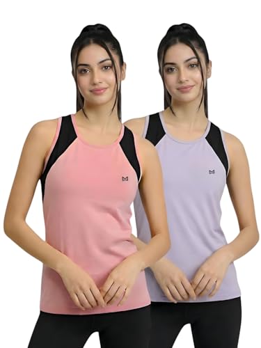 Image of White Moon Women's Gym Tank Top Combo | Pack of 2 Sleeveless Sports T-Shirts for Running, Training & Yoga