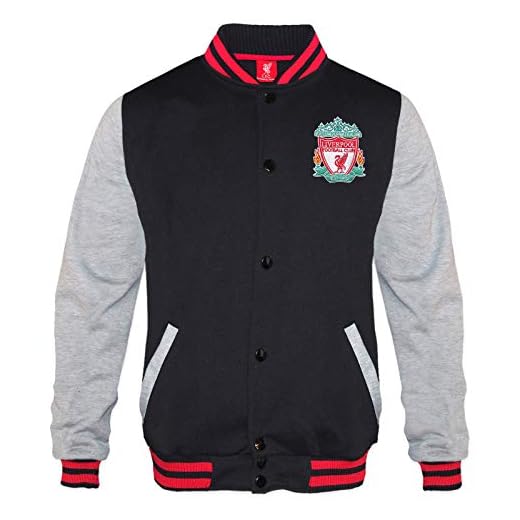 Liverpool FC Official Gift Mens Retro Varsity Baseball Jacket Black Medium