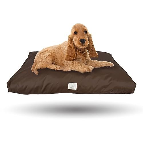 Ligo Tommy - Materasso Cuscino per Cani Idrorepellente, Realizzato in Italia. Cuscino lettino cane Sfoderabile. Cuccia Cane uso Interno Esterno.Materassino cani. (S: 70 x 50 cm, MARRONE)