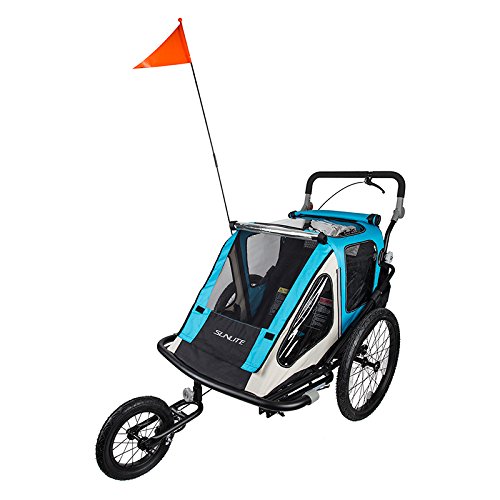 Fantastic Prices! Sunlite Convertible Trailer Tot, Combo Jogger/Bike Trailer, Blue/Grey
