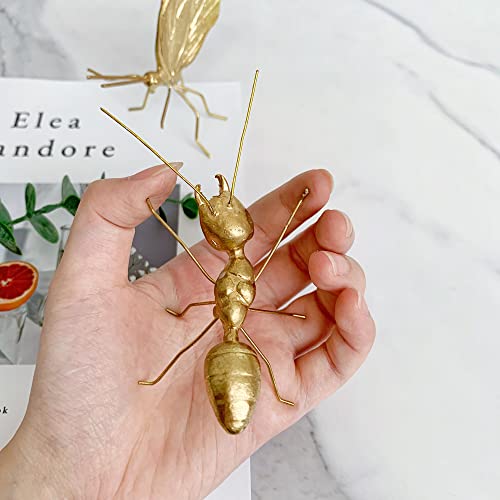 Tricune Gold Ant Sculpture Solid Metal Insect Ornament Mini Ant Figurine For Home Office Garden Desktop Decor thumb #2
