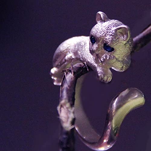 Wendalern Cat Ring for Women Girls Adjustable Open Kitty-shaped Ring Lovely Blue Eye Cat Animal Finger Ring Kitten Pet Gift Jewelry for Cat Lovers - Image 3