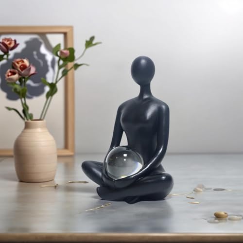 Estatua Decorativa Yoga Girl en Resina Negra 7.9 Pulgadas miniatura 2