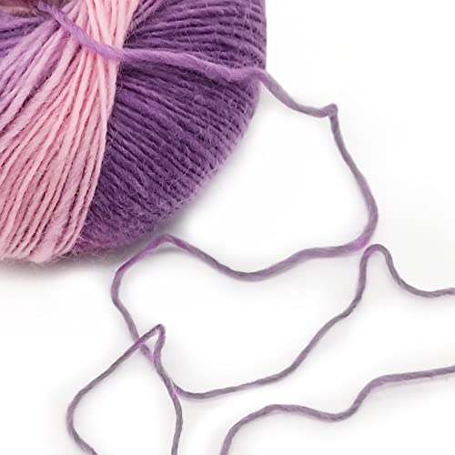 Image of NICEEC 2 Skeins Rainbow Soft Yarn 100% Wool Gradient Multi Color Yarn for Crocheting Knit Total Length 180mx2(196ydsx2,50gx2)-12#