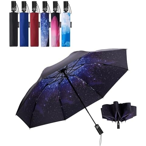 Goothdurs Compact Travel Umbrella Windproof Portable Folding Automatic Umbrellas Cover