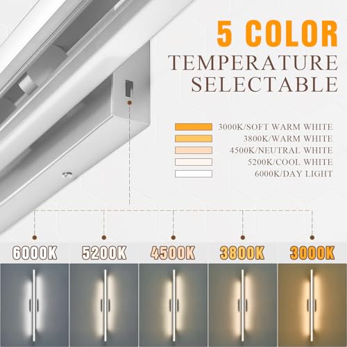 Image of VitaLink 48 Inches Long Nickel LED Modern Bathroom Vanity Light Fixtures 25W Dimmable 5CCT Vanity Light Bar Over Mirror 3-Light Wall Light for Bathroom Over Mirror Picture Light