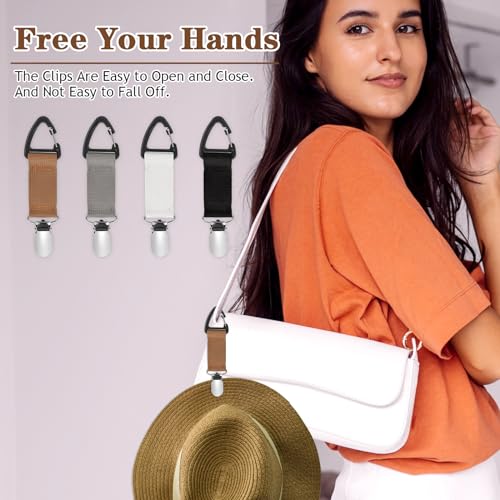 4Pcs Travel Hat Clip Elastic Hat Holder for Purse Hands-Free Bag Accessory for Traveling Bags Backpacks Purses Luggage Outdoor Travel Accessory4