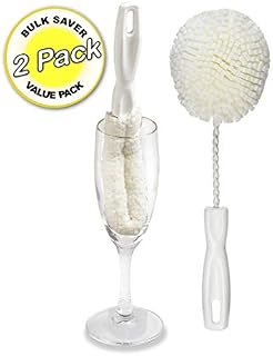 Wineglass Brush Cleaning Set of 2, Non Scratch Glassware Cleaning Brush and Sponge