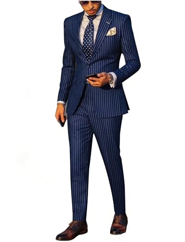 Blazer pour hommes chic veste à rayures ajustée style business