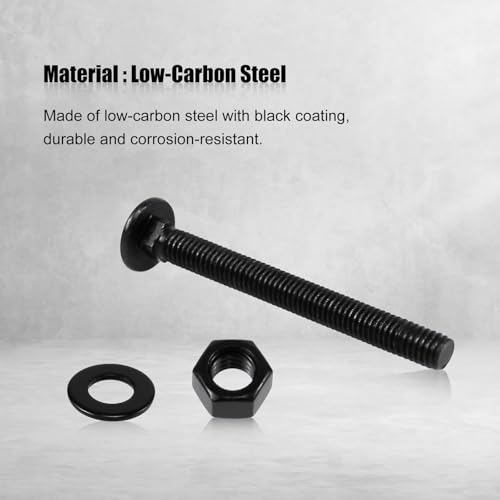 Image of CNQLIS 1 /2 Inch x 8 Inch Carriage Bolt Kit - Includes 12 Bolts, 12 Washers, 12 Nuts + 1 /2 Inch x 12 Inch Auger Drill Bit, Hex Shank 1 /2 Inch - Complete Hardware Set for DIY Projects