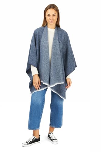Image of Women's Shawl Wrap Poncho Ruana Cape Cardigan Sweater Open Front for Fall Winter Spring
