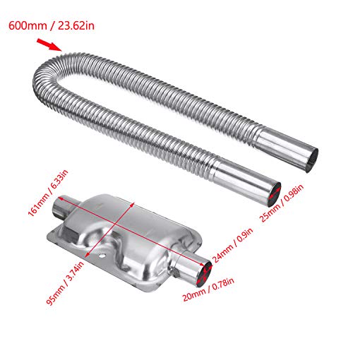 OWSOO Aquecedor a ar a diesel para estacionamento de carros 600 mm Kit de silenciador de silenciador