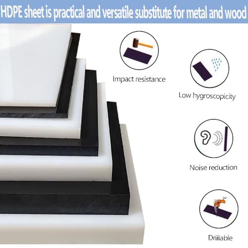 Image of HDPE Sheet 3 /4 inch Thick,High-Density Polyethylene Plastic Sheet 3 /4 inch x 8 inch x 12 inch,HDPE Plastic Sheet for Machining,Home Improvements,DIY Projects (White,1 Pcs)