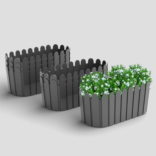 Image of YUCCABE ITALIA SHERA Fence-TRA 14 INCH Plastic Flower Pot Suitable for Inddor Outdoor Kitchen Garden