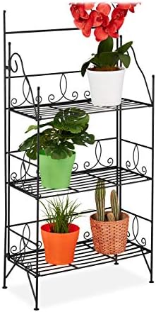 GYMAX Scaffale Porta Piante In Ferro – 8 Ripiani, 85x65x66 Cm, Nero, Per Interno/Esterno - 6