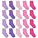 Produktbild GENTABY Mädchen Socken Jungen kinder - Kleinkind Attraktive Weiche Elastische Baby Socken - 20 Packs Lila Rosa für 1-2 Jahre Kinder Größe 23-26 27-30 31-34 Tägliche Schulsocken