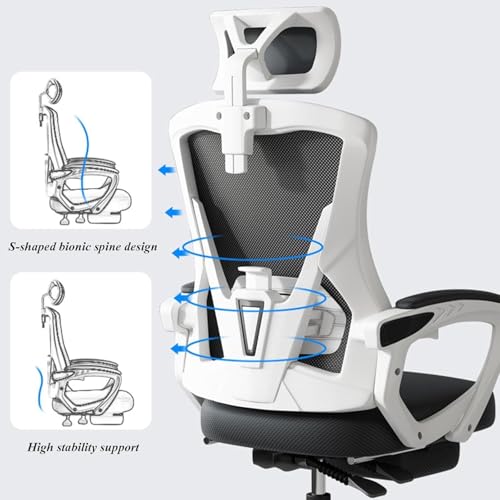 Nowoczesny, siatkowy fotel biurowy, ergonomiczny, obrotowy fotel biurowy dla kadry kierowniczej, regulowany w zakresie odchylenia 90–145°, do sypialni lub gabinetu (A)