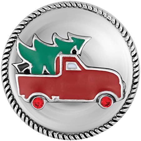 Ginger Snaps Vintage Holiday Truck Charm Accessory | Interchangeable, Customizable & Adjustable Snap Jewelry Collection | Button Charms for Necklaces, Bracelets & Rings | Standard Size | SN19-43