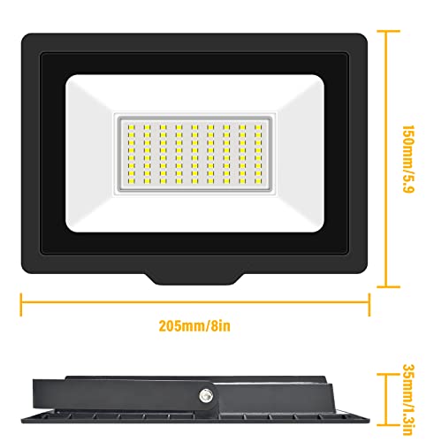 SKYWORLD 2 Pcs 50W Outdoor LED Flood Lights, 5000LM LED Security Lights, IP66 Waterproof - Image 2