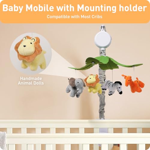 NICEMER Baby Crib Mobile - Jungle Animal Mobile for Crib Nursery Musical Mobile Gender Neutral for Boys and Girls with 12 Lullabies Ceiling Mobile Presents for Newborn