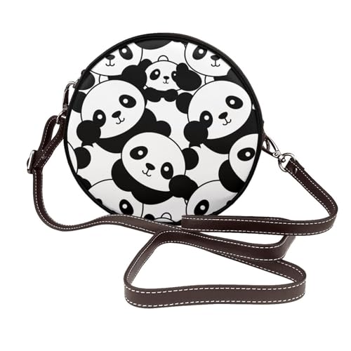 Sac à bandoulière rond panda en cuir végétalien pour femme