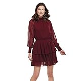 Mud Pie Women's Long Sleeve Dress, Burgundy, Medium