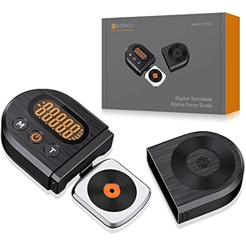Neoteck Upgraded Digital Turntable Stylus Force Scale Gauge 0.01g/5.00g with Orange LCD Backlight and 5g Weight for Tonearm Phono Cartridge Cover