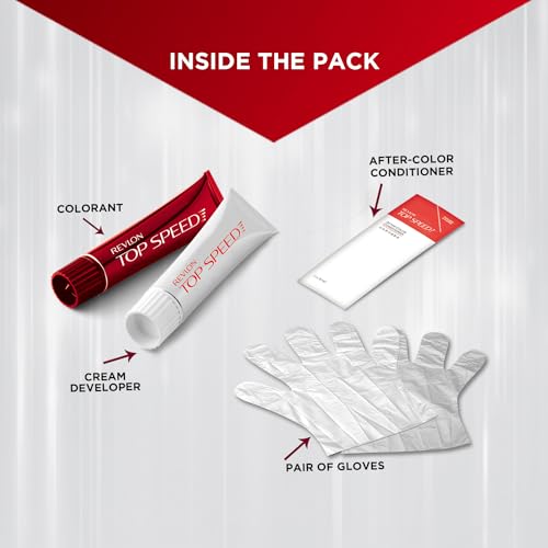 Image of Revlon Top Speed Hair Color for Men Natural Black | Infused with Mother of Pearl and Ginseng Root extract for Intense Conditioning | 100% Grey Coverage in 5 Minutes | Shiny & Nourished Hair