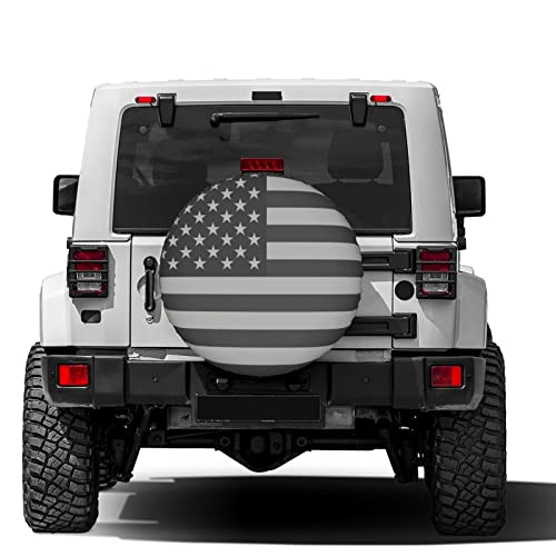 Image of Black America Flag Spare Tire Cover Dust-Proof Wheel Tire Cover Fit Trailer, RV, SUV and Many Vehicle 15 Inch