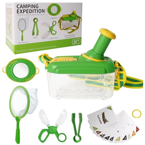 Kit de Caza de Insectos para Niños, 6 Piezas Kit de Atrapador de Insectos, Kit Lupa Explorador Niños Regalo Juego de Captura de Insectos