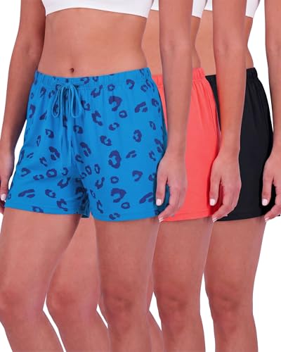 Image of Real Essentials 3 Pack: Women's Pajama Shorts Sleep Lounge Sweatshorts Comfy Sleepwear Bottoms (Available In Plus Size)