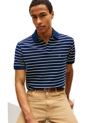 Image of Tommy Hilfiger Men's Short Sleeve Polo Shirts in Classic Fit with Stretch and Organic Pique Cotton