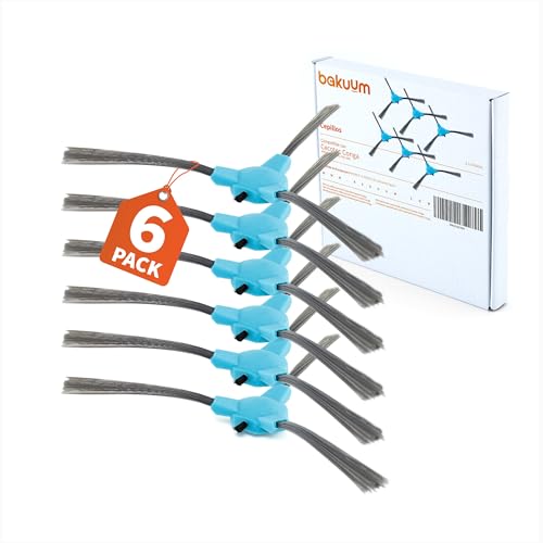 BAKUUM Pack 6 cepillos, escobillas laterales, para Cecotec Conga Series 999 y 990 VITAL, 1090, 1790 y 1990. Pack repuestos y accesorios para robot aspirador