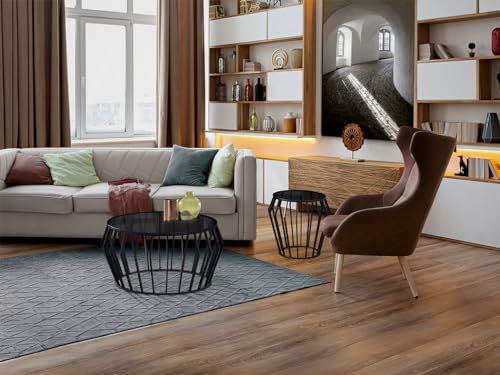 Schuller Velador Ciros realizado en Acero inoxidale Acabado Negro Mate Cristal smokede 8 mm