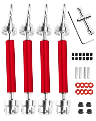 RCMYou Drive Shaft CVD Upgrades Part Axles for 1/10 Big Rock V3 3S BLX 4x4 4WD,4Pcs Front Rear Driveshafts for New Big Rock V3,RC Car Model #ARA4312V3,Red (More Power)
