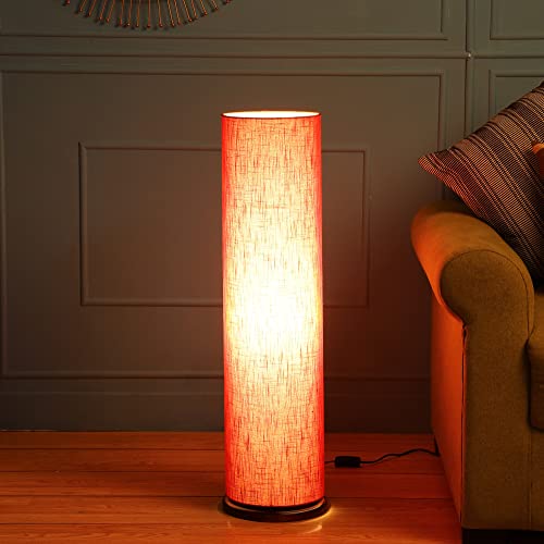 Image of Cylinder Shape Wooden Base, Corner Decorative Floor lamp, Bedroom, Living Room, Home Decor, Pack of 1 (Red Texture)