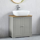 Bath Vida Priano Under Sink Bathroom Cabinet Floor Standing Storage Cupboard Basin Unit, Grey & Oak