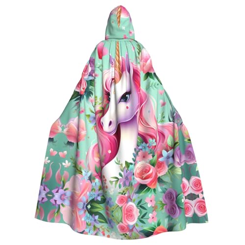 Longue cape à capuche licorne rose confortable et réconfortante