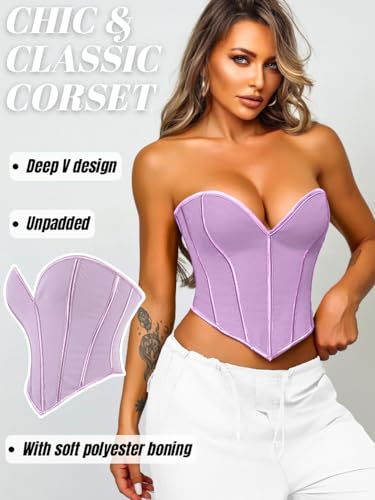 Image of ChiaoLezhee Heart Corset Top For Women, Sexy Concert Outfits Going Out, Strapless Crop Top, Overbust Bustier