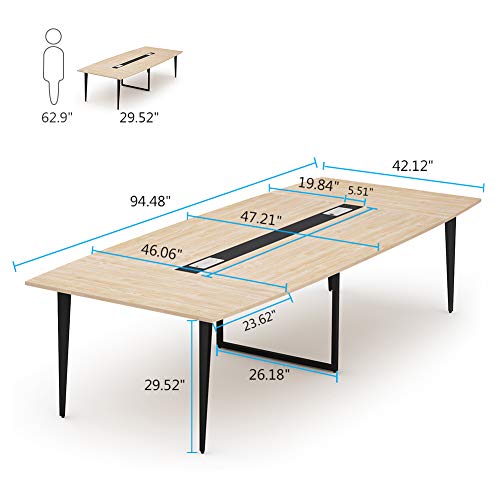 image for Tribesigns 8FT Conference Table, 94.48L x 47.24W x 29.52H Inches Boat 