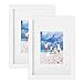 SONGMICS Bilderrahmen 2er Set, Glasscheibe, Din A4 (21 x 29,7 cm), mit Papier-Passepartout 13 x 18 cm, Rahmenbreite 2cm, MDF Weiß RPF04WT