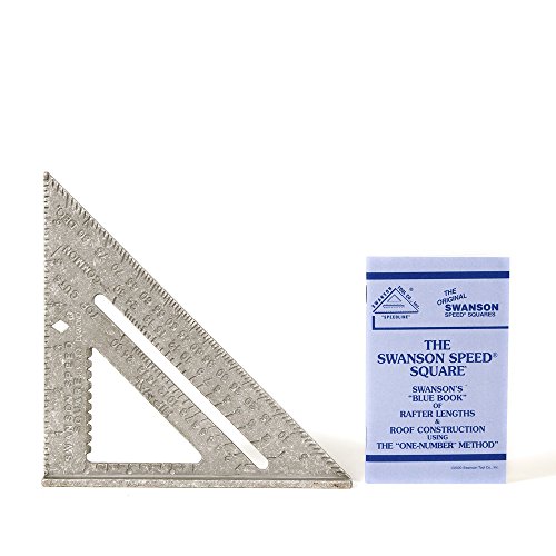 Image of Swanson Tool Co., Inc Speed Square, Aluminum, 7.2 inches, Blue, One Number Method | Made in America 7 inch aluminum rafter Speed Square and the iconic Blue Layout Instruction Book for jobsite reliability, T0101