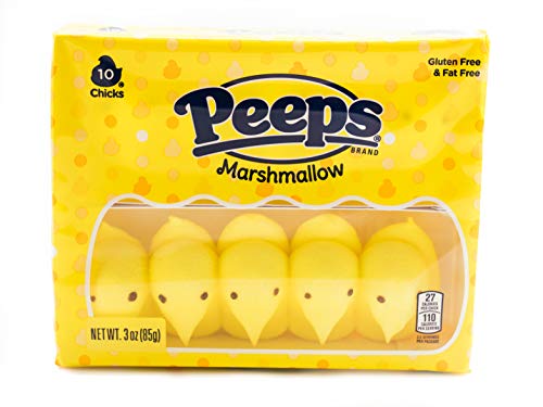 Marshmallow Peep Chicks Easter Colors - 5 Packs of 10 - Yellow, Lavender, Pink, Green, and Blue Chicks - Classic Marshmallow Candy - Decorative Seasonal Peeps