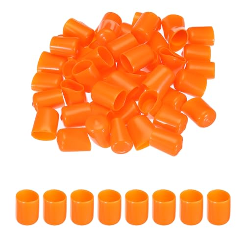 Image of MECCANIXITY 50pcs 19mm(3 /4 inch) Rubber End Caps Cover PVC Vinyl Screw Thread Protector Round Wire Shelf Caps for Screw Bolt Pipe Fence Post, Orange