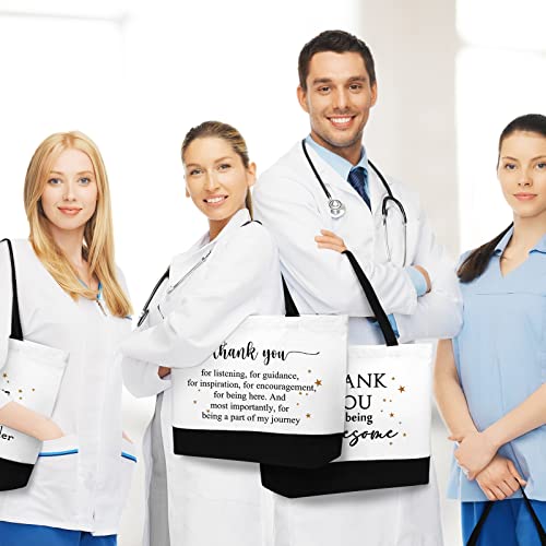 Image of 6 Pcs Thank You Canvas Bag Employee Appreciation Gift Reusable Grocery Bag Housekeeping Week Gift for Women Coworker